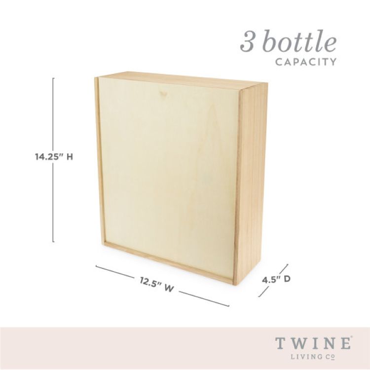 Twine Living® 3-Bottle Wood Wine Box 5