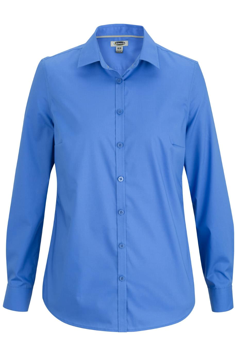 Ladies Long Sleeve Stretch Broadcloth Blouse 4
