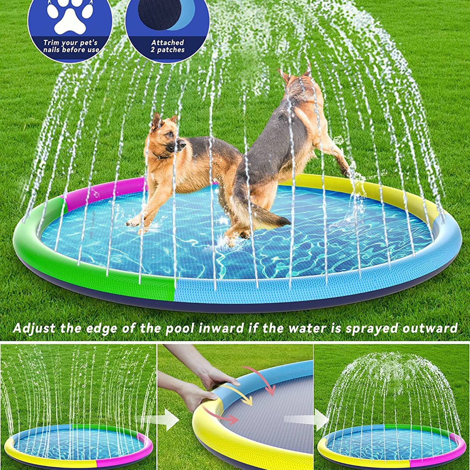 Durable Non-Slip Inflatable Pet Splash Pad For Outdoor 4