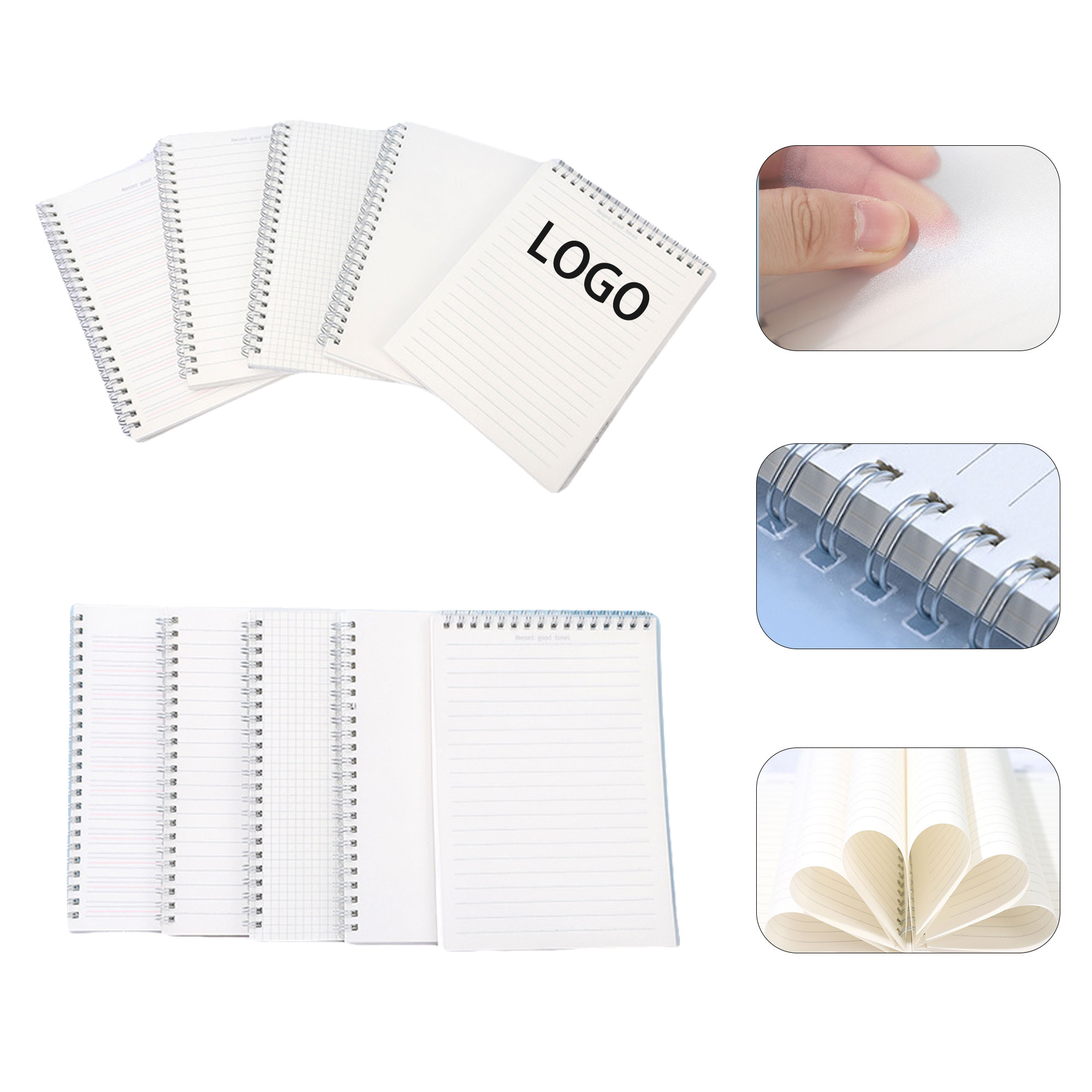 A5 Spiral Notebook Lined Dots Blank Grid Paper Journal Book 2