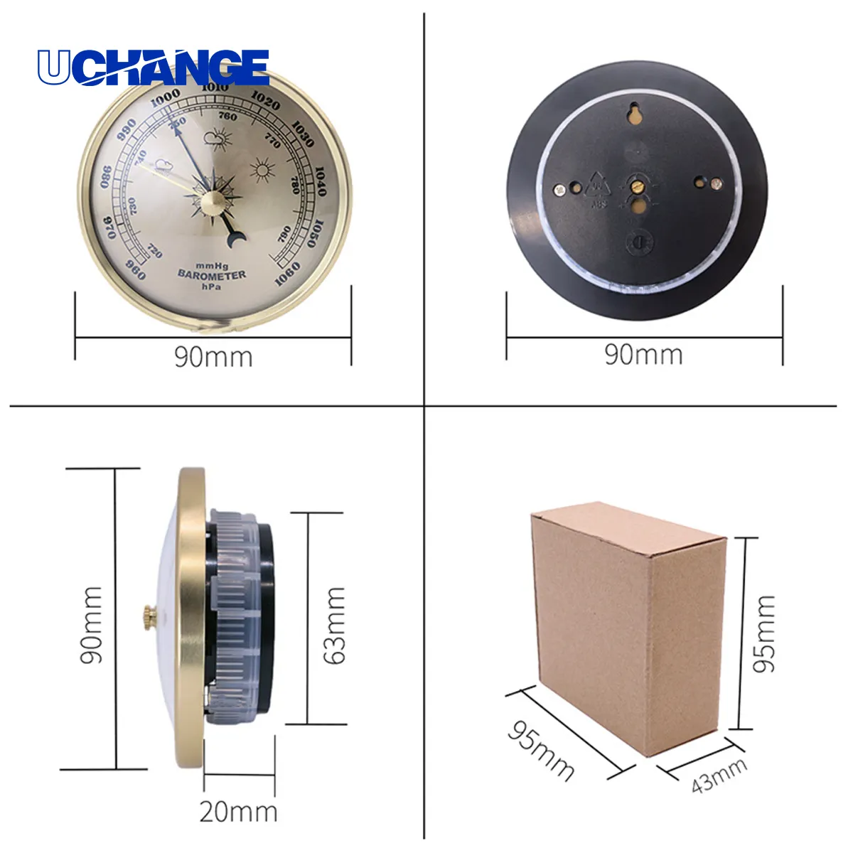 90mm Metal Barometer with Dual Scale 3
