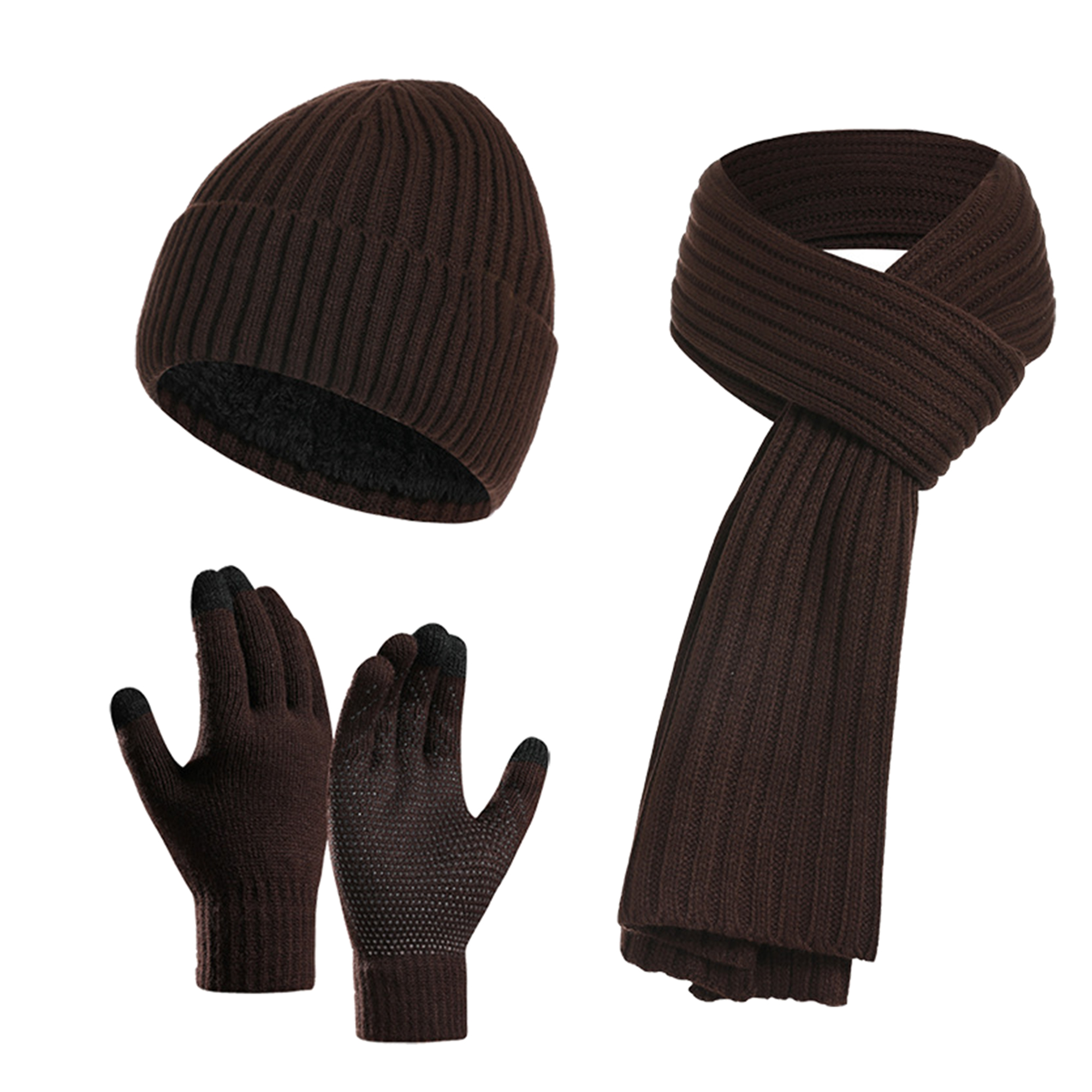 Warm Acrylic Gloves Hat And Scarf Set 3