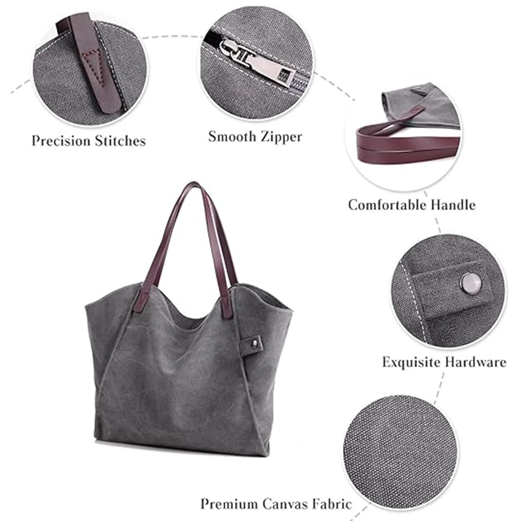 Canvas Tote Large Shoulder Bag, custom tote bag with logo imprint 5