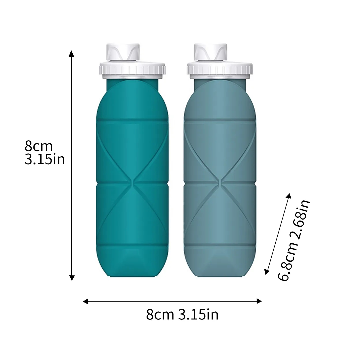 ollapsible Silicone Travel Water Bottle 20oz (600ml), Reuseable Leakproof BPA Free Foldable Bottle 2