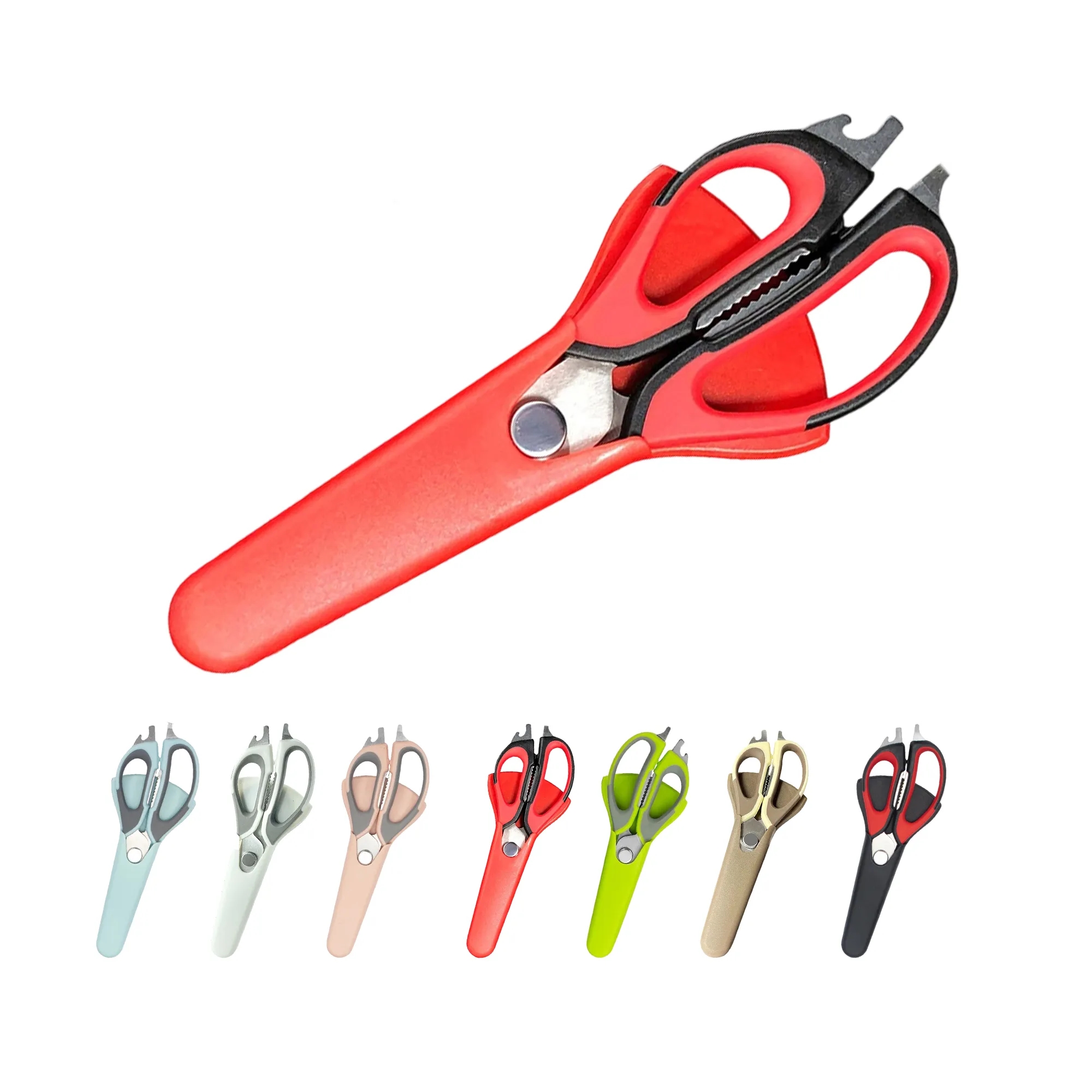 Magnetic Stainless Steel Kitchen Scissors with Sheath 3