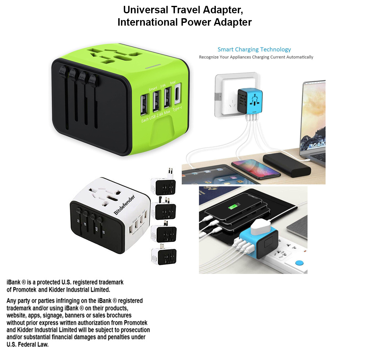 iBank ® Universal Travel Adapter, International Power Adapter 1