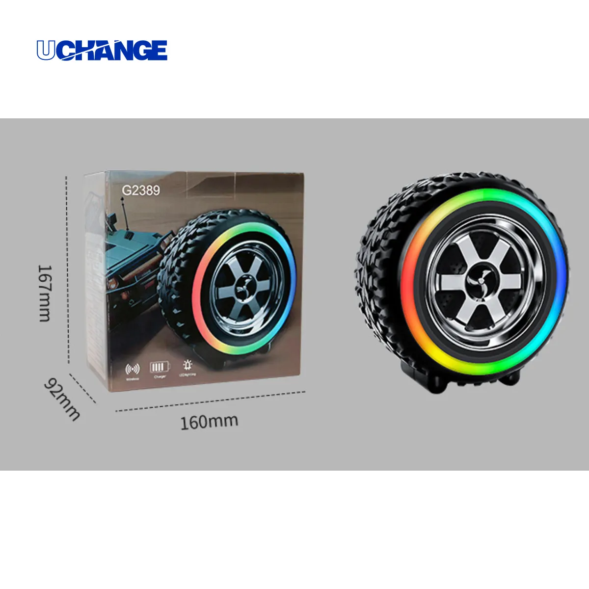 Tire-Shaped Bluetooth Speaker With RGB Ring Light 4