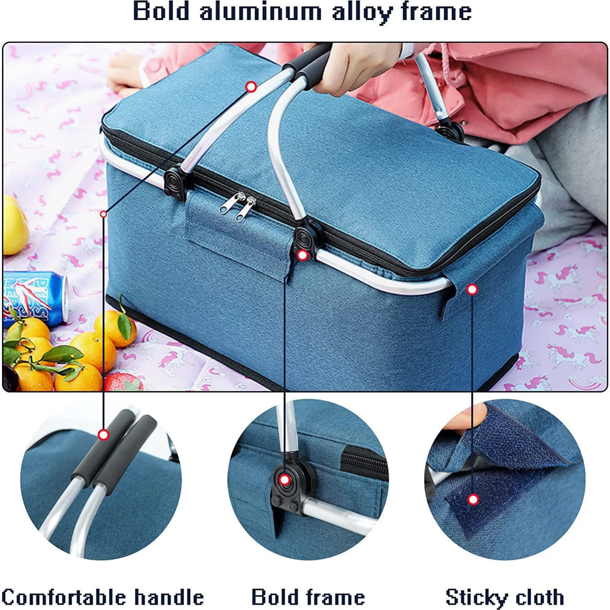 Foldable Outdoor Oxford Cloth Picnic Insulation Basket 2
