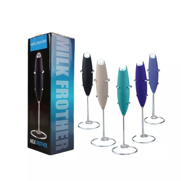 Handheld Battery Operated Electric Milk Frother w/Metal Stand 3