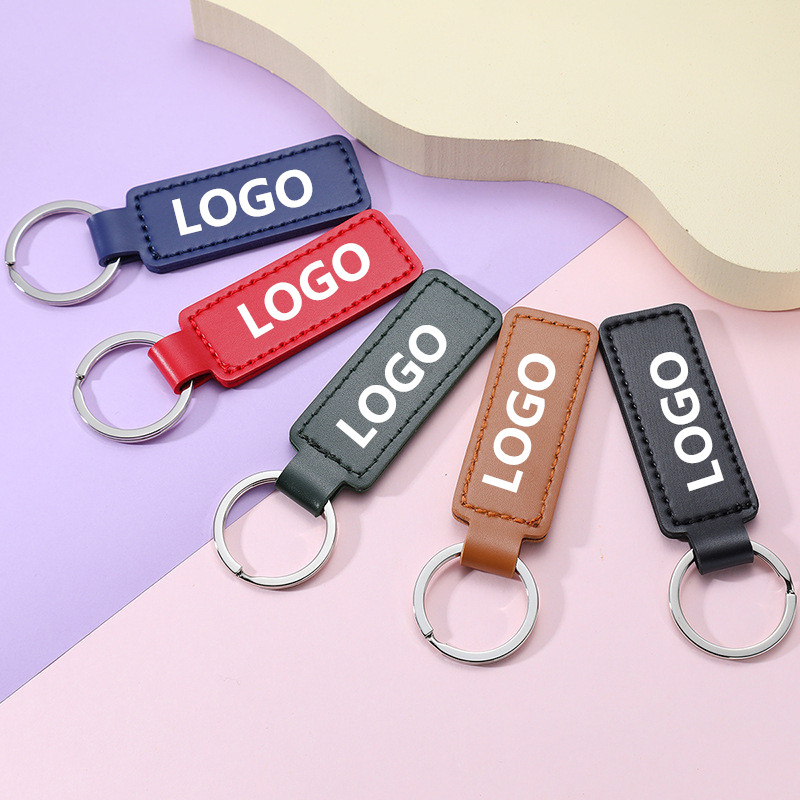 PU leather double-sided car thread keychain 2