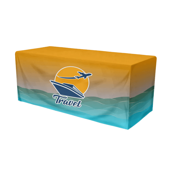 IMPORT 8' Fitted Open-Back Full-Color Table Throw 1