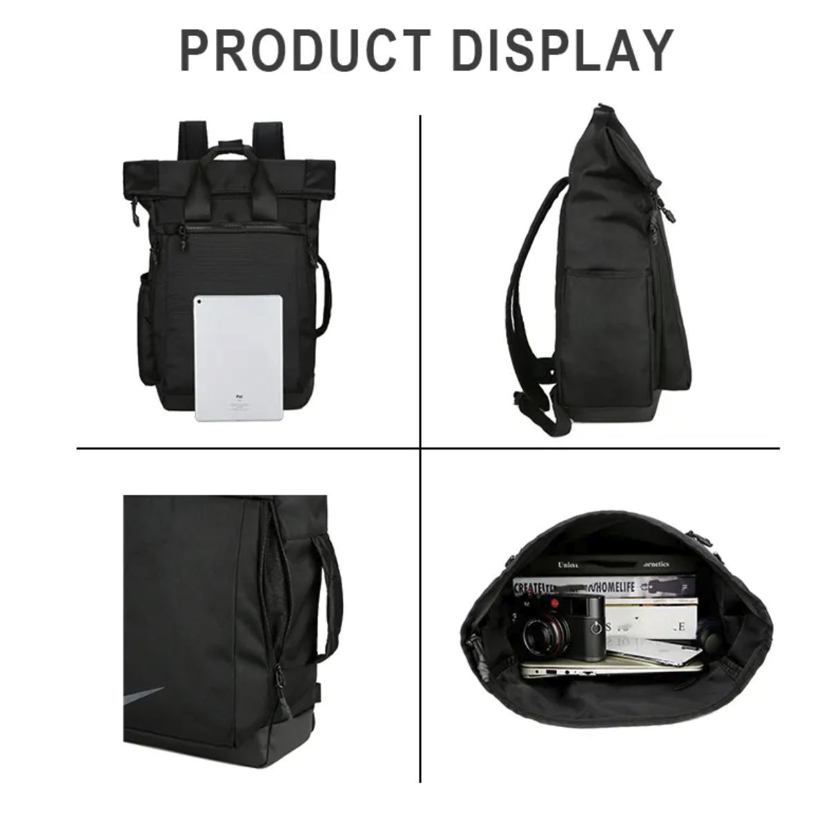 Laptop Backpack Roll Top School Bag for 15.6 Inch Laptop 4