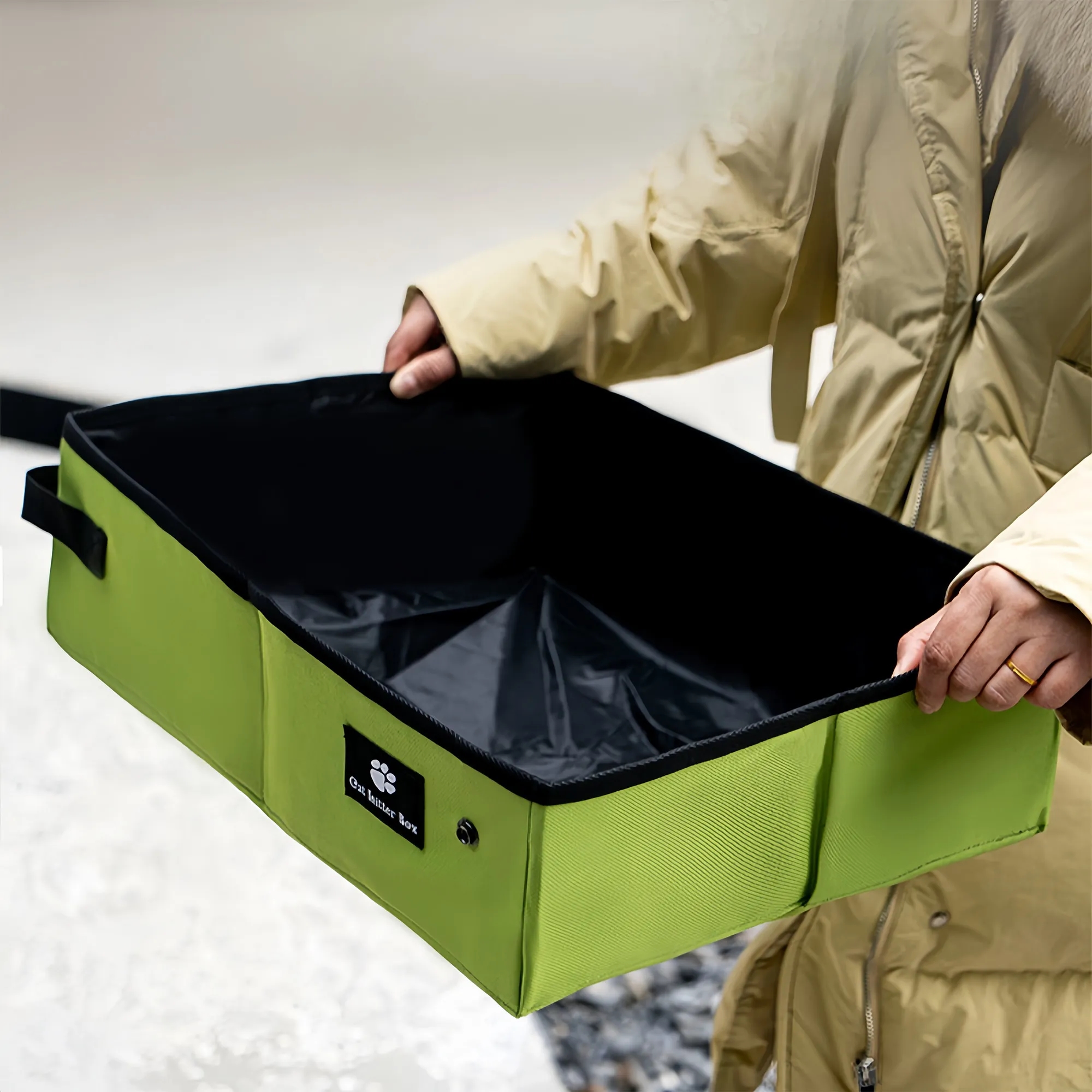 Portable Foldable Oxford Fabric Cat Litter Box 3