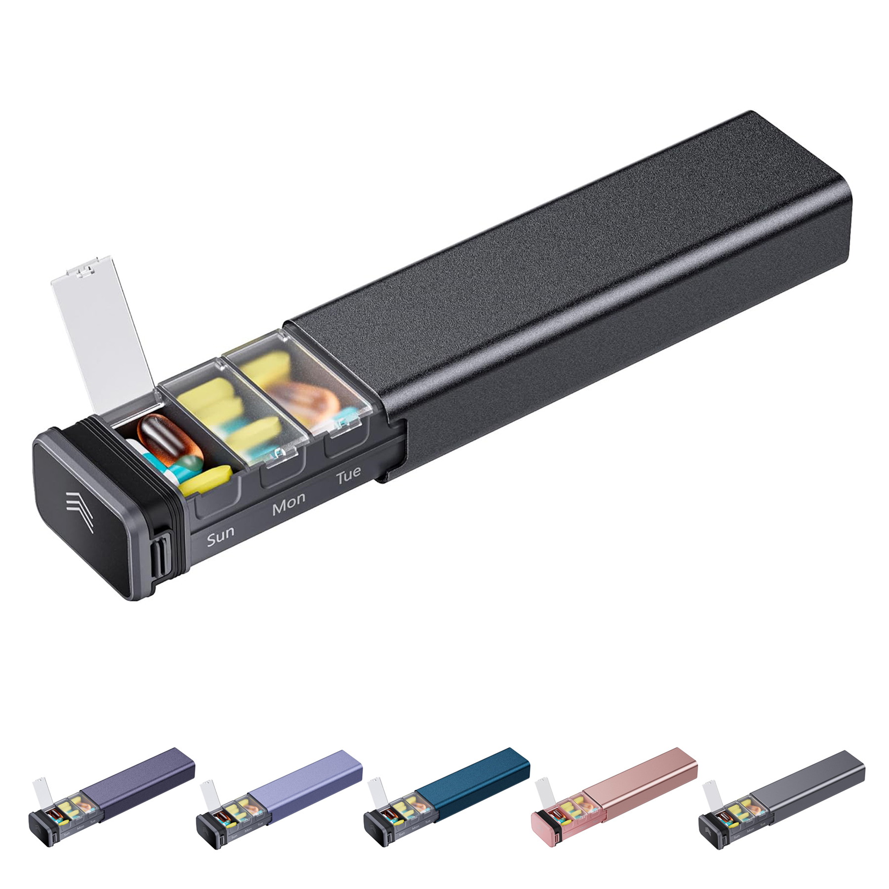 Weekly Metal Pill Organizer for Travel 2