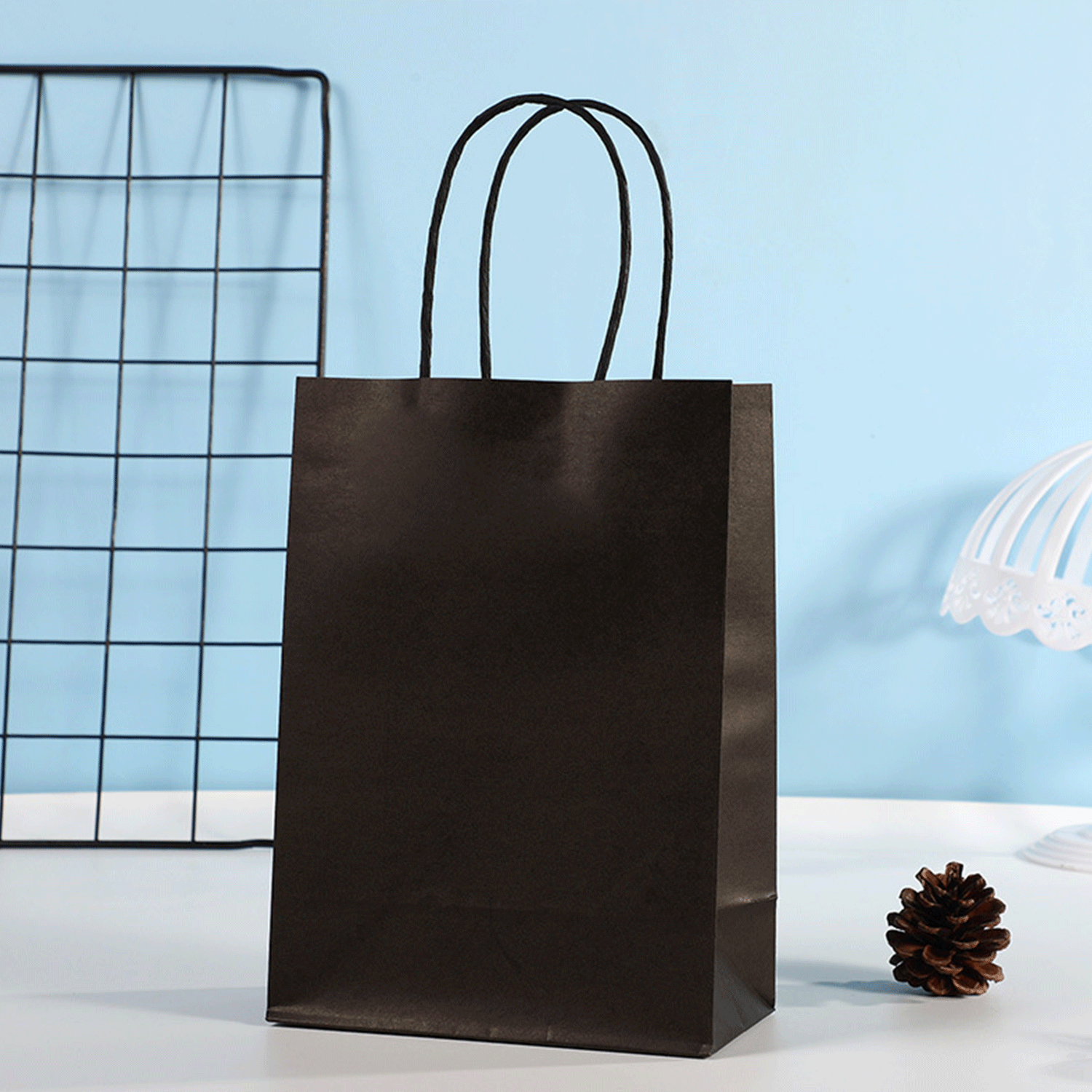 Foldable reusable rainbow colors kraft paper bag w/ Handle 13