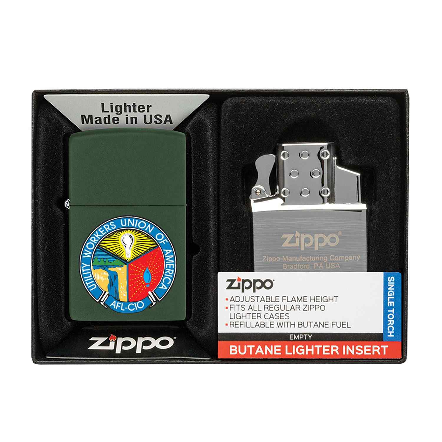 Matte Zippo® Lighter & Single Butane Insert Gift Set 9