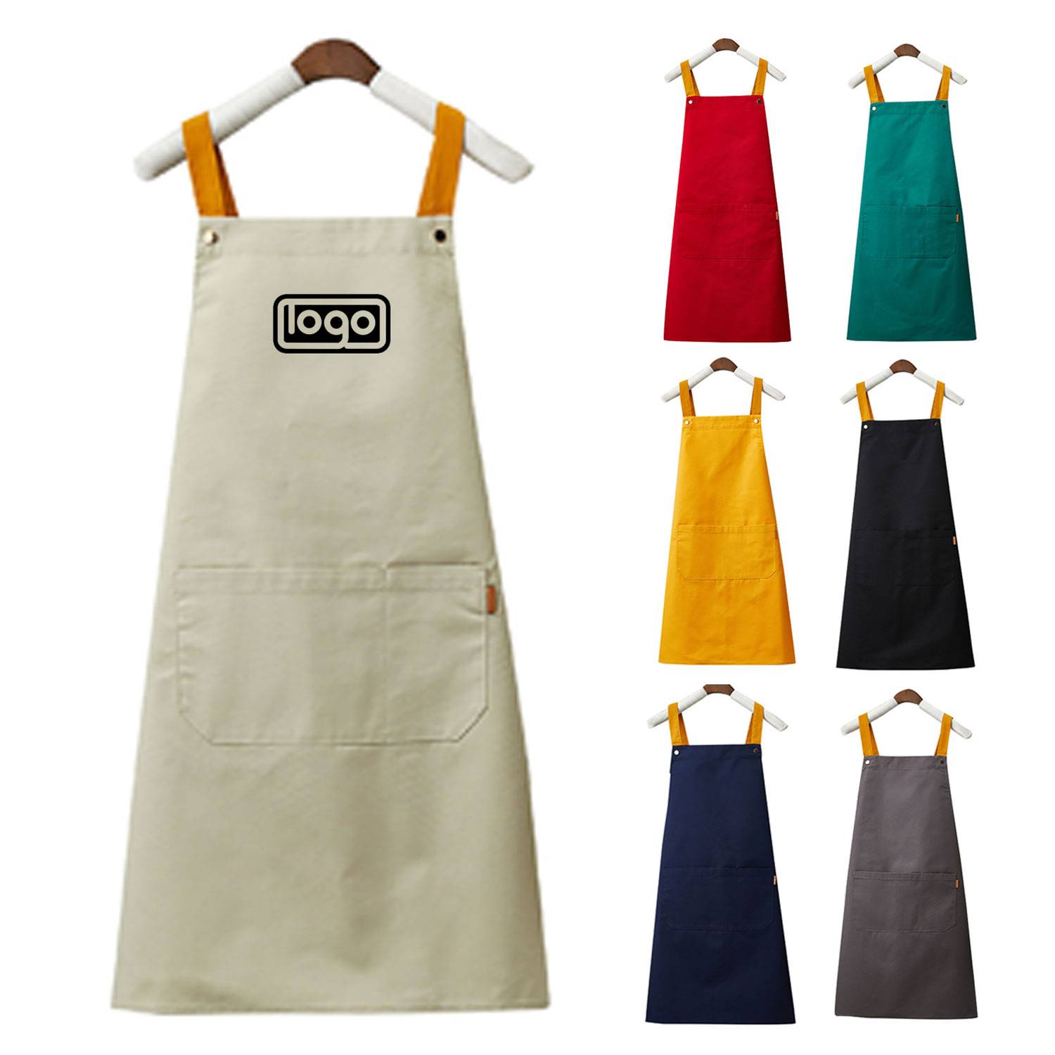Canvas Kitchen Apron Waterproof And Oil-proof Double Strap