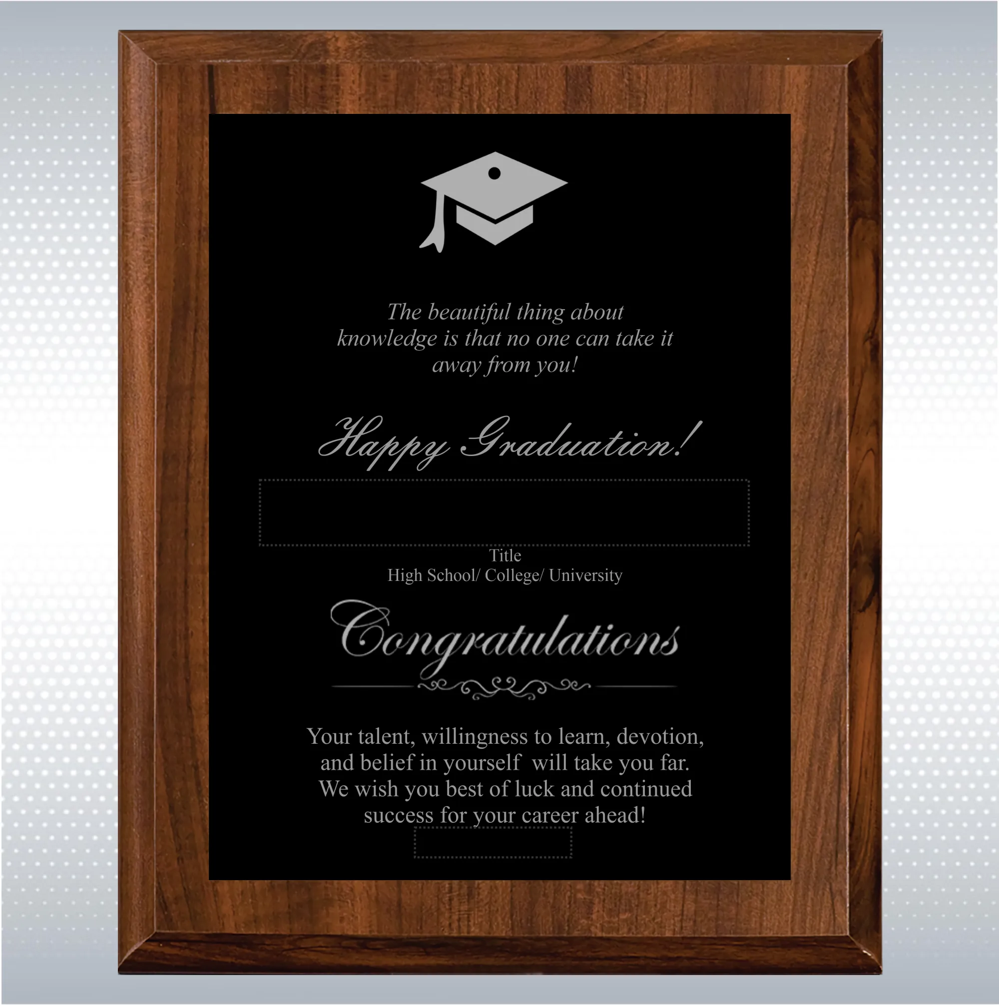 Cherry Finish Graduation Gift Plaque Award 3