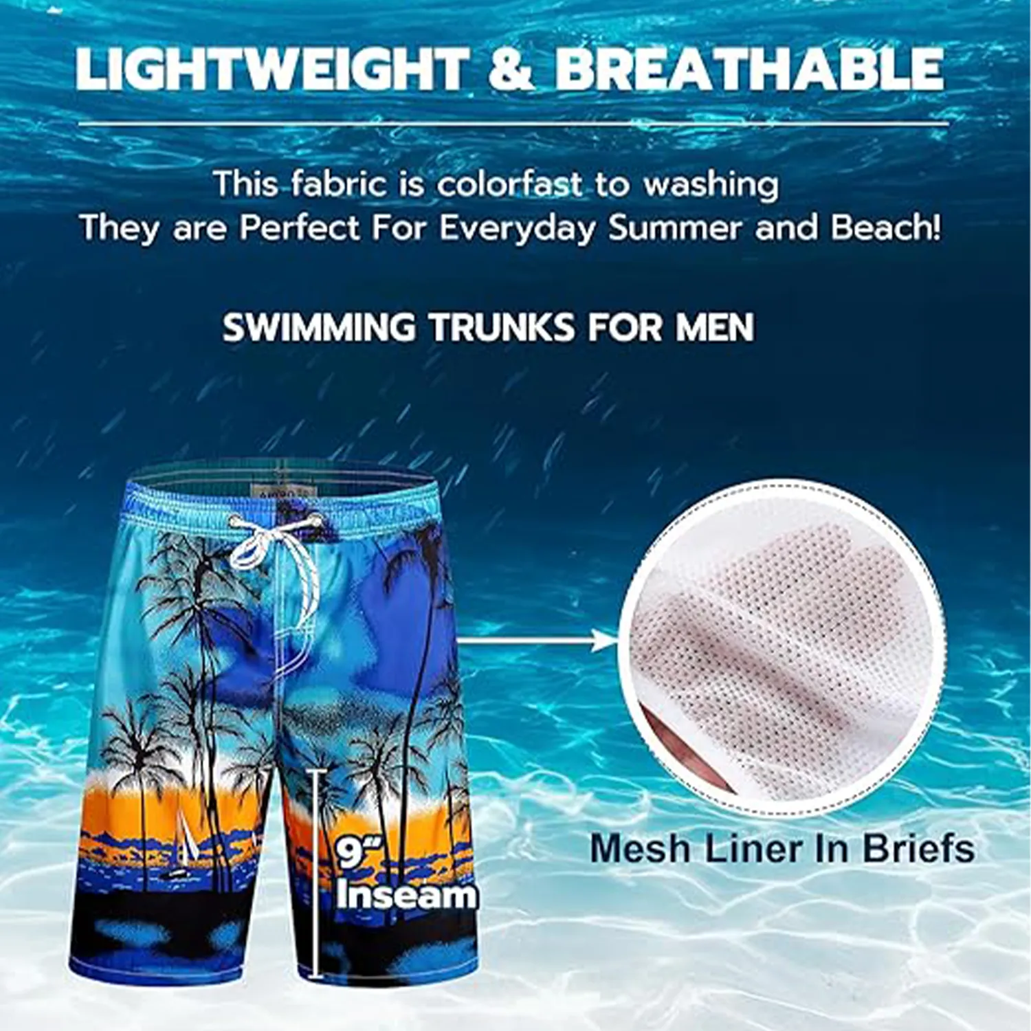 Men's Quick Dry Tropical Beach Swim Trunks 4