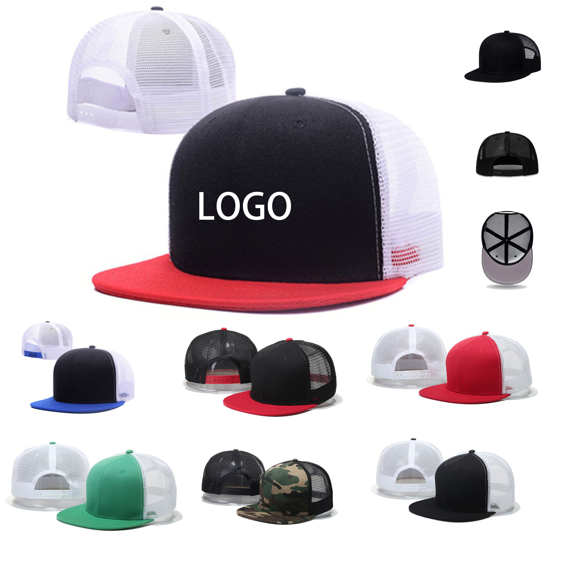 Hip Hop Style Flat Bill Mesh Caps 2
