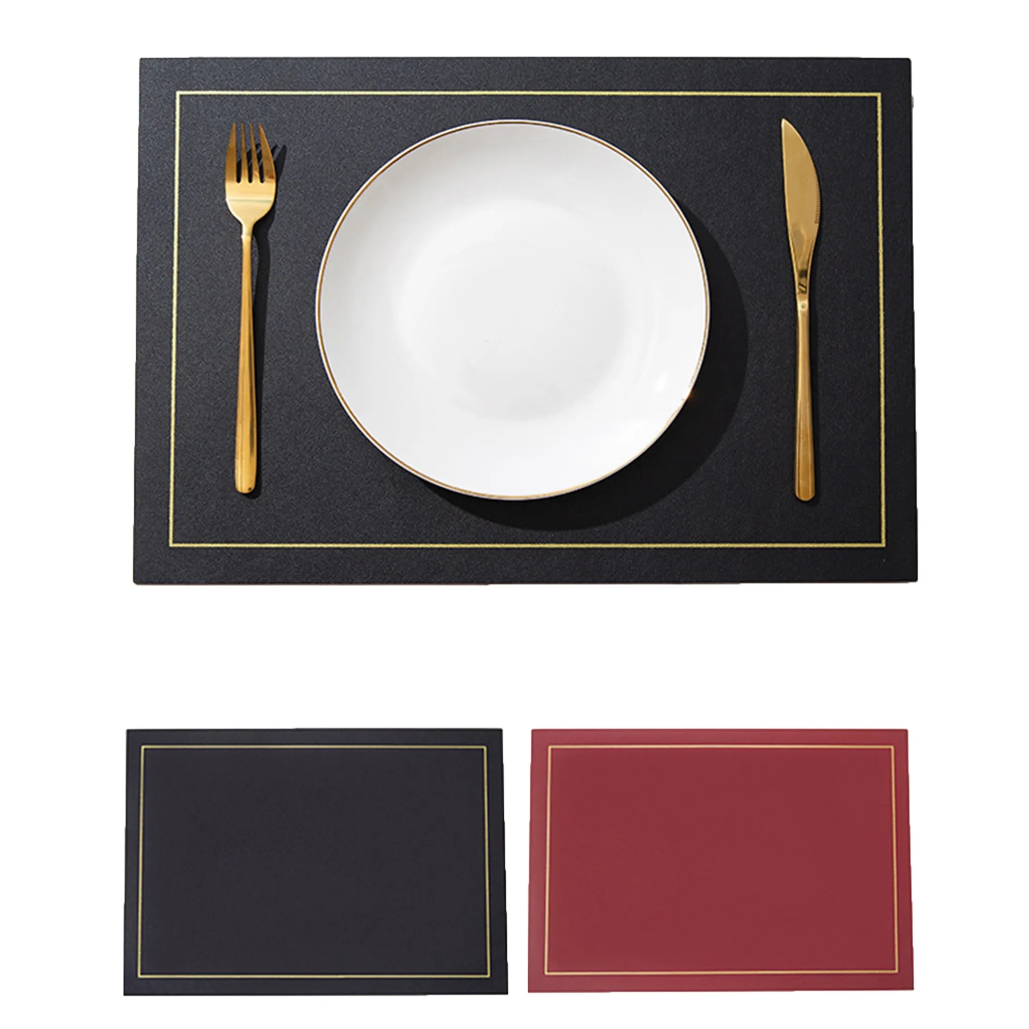 Square Leather Dining Mat 2