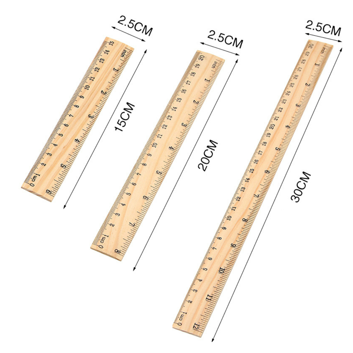 Wooden Dual-Sided Ruler 12 Inch 1