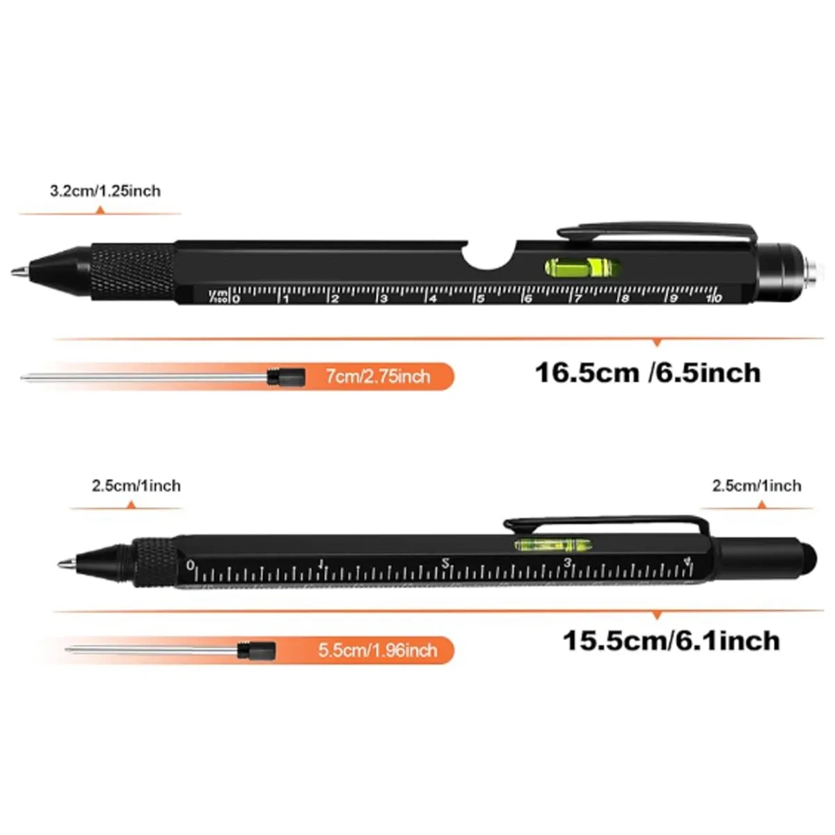 Multi Tool Pen w/ Stylus Ruler Light Screwdriver Opener Set 6