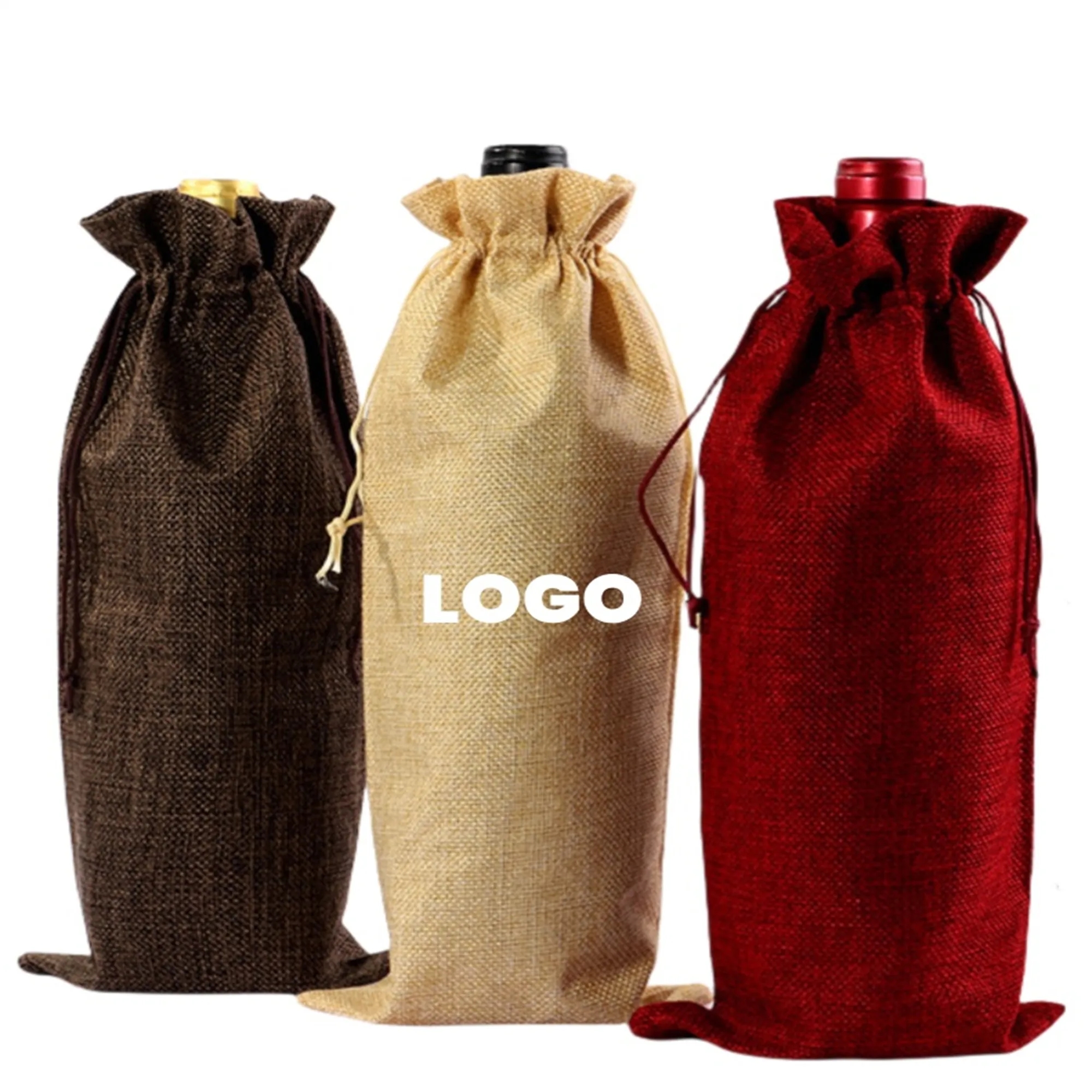 Drawstring Jute Wine Bottle Gift Bag 2