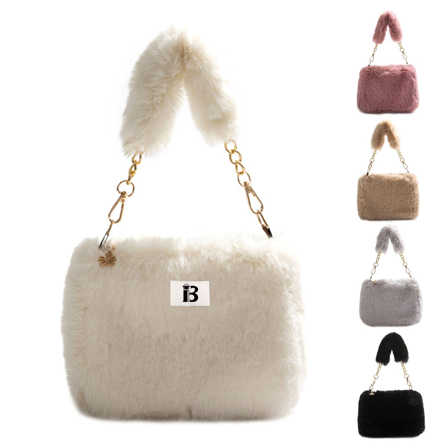 Plush imitation rabbit fur shoulder bag 1