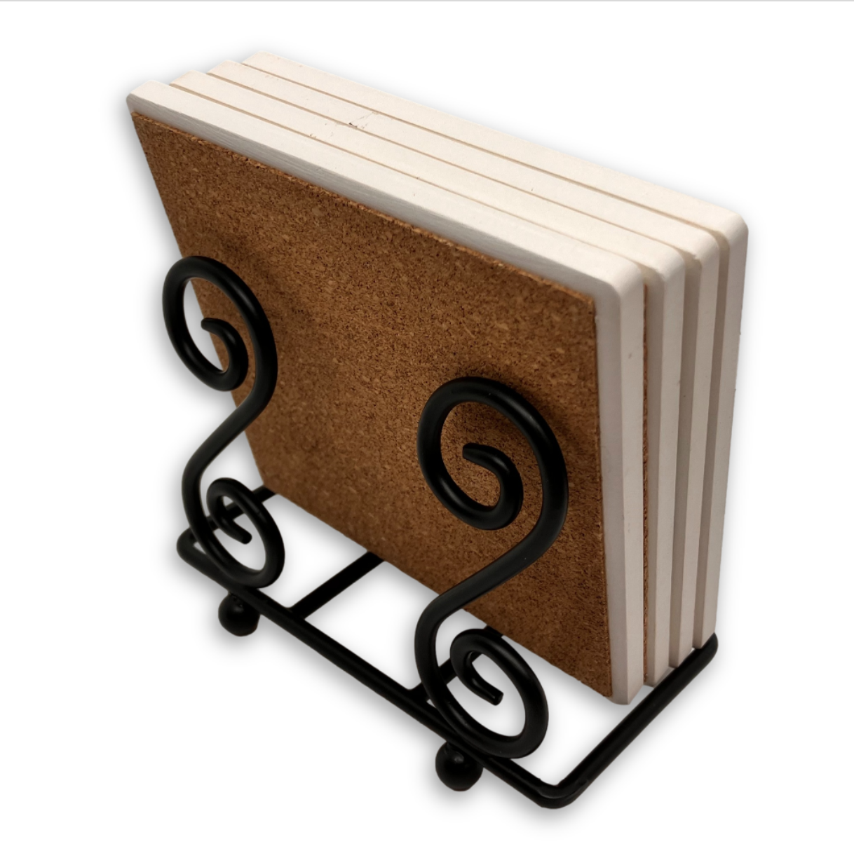 Upright Scroll Metal 4 Coaster Holder Sets 9