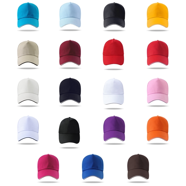 Stock Poly Cotton 5 Panel Cap, Double Buckle Back Fastener 23