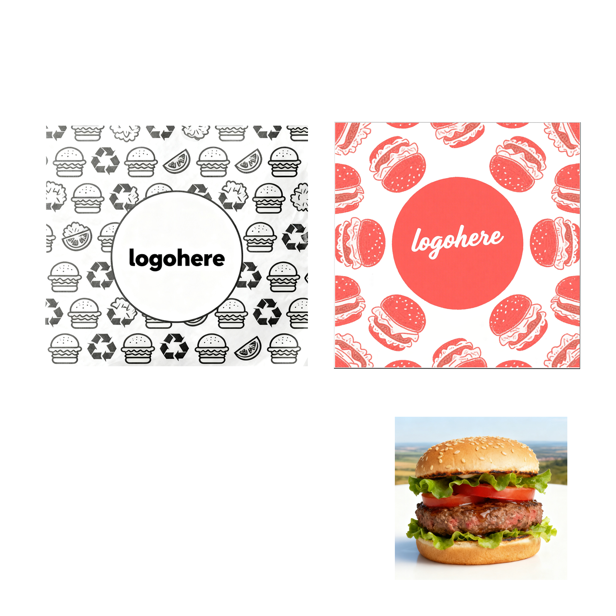 MOQ 500 Greaseproof Food Wrapping Burger Paper for Catering 2