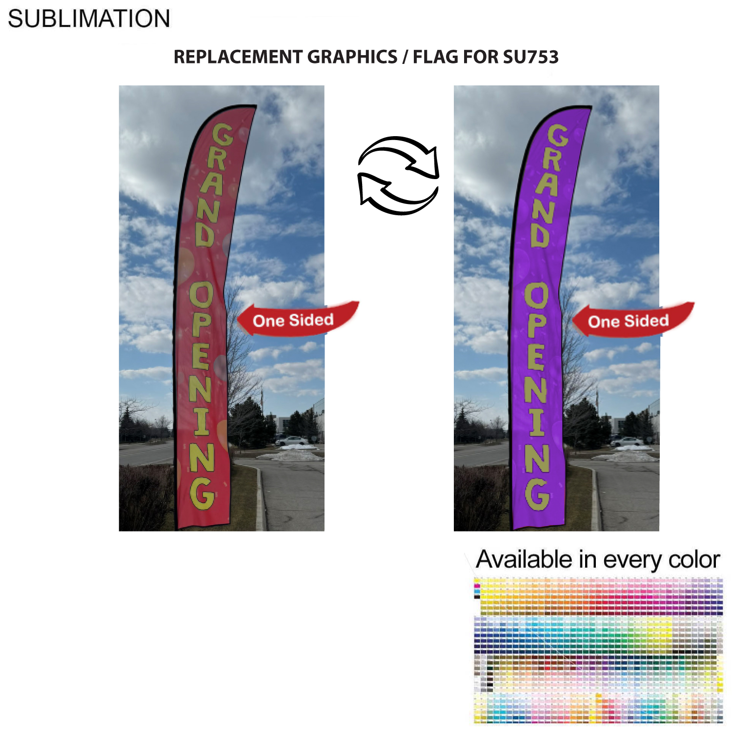Replacement Flag for 19' X-Large Feather Flag Kit, Full Color Graphics One Side 2