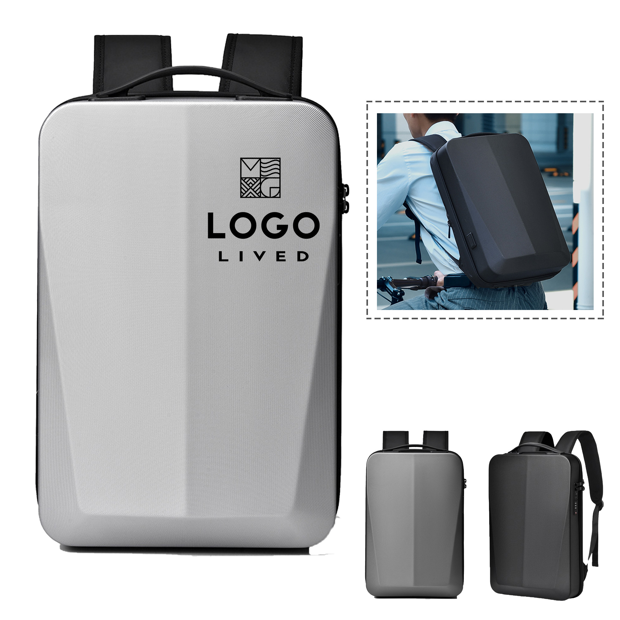 Backpack Hard Shell Waterproof Laptop Business Computer Bag 4