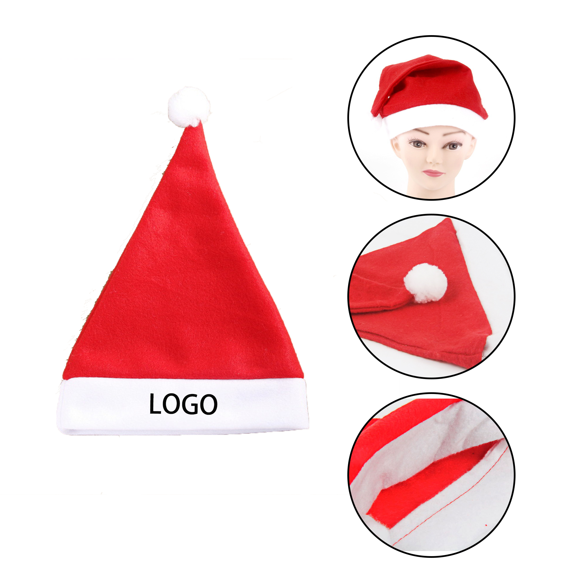 MOQ:10pcs Custom Non Woven Santa Hat 1