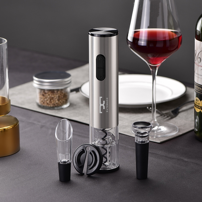 WineVault Veneto 4-Piece Electric Wine Opener Set – Includes Opener, Pourer, Stopper & Foil Cutter 7