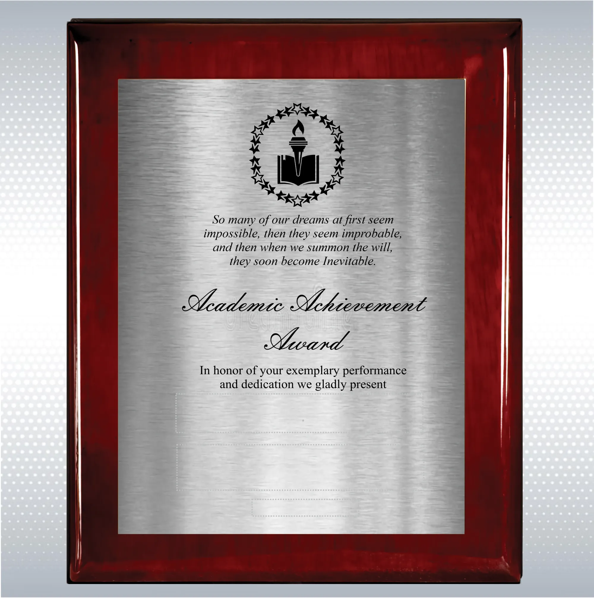 Rosewood Piano Finish Wood Plaque Academic Achievement 16
