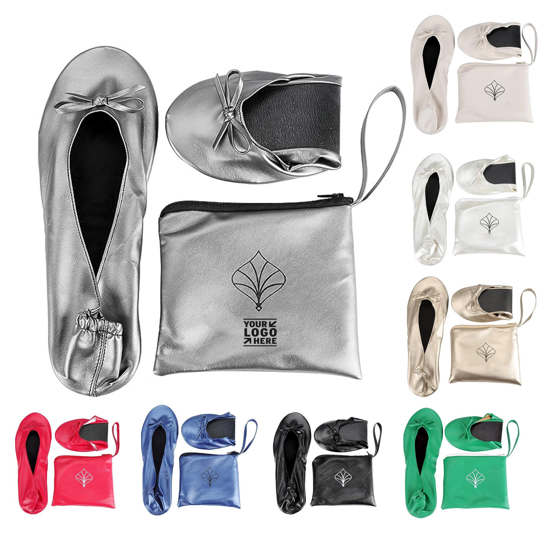 Women's Wedding Shoes Foldable Blallet Flats With Roll Up Slipper Pouch  2
