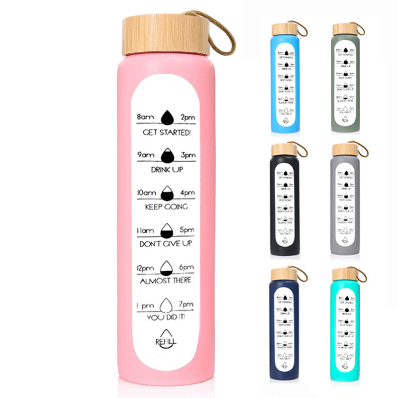 32oz Reusable Glass Bottle w/ Time Mark 5