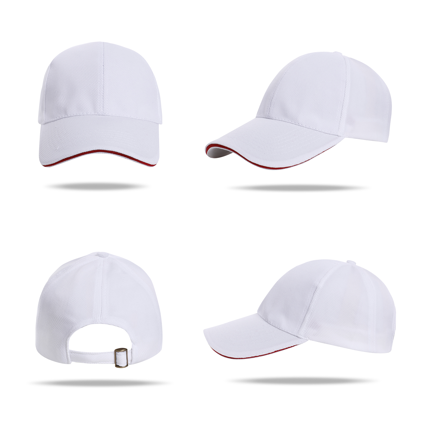Stock Solid Color Quick Dry Poly 6 Panel Cap w/Single Buckle Back Fastener 6