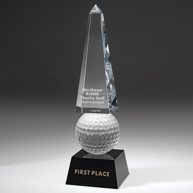 9" Crystal Award-Monumental Golf Obelisk_D686CA 1