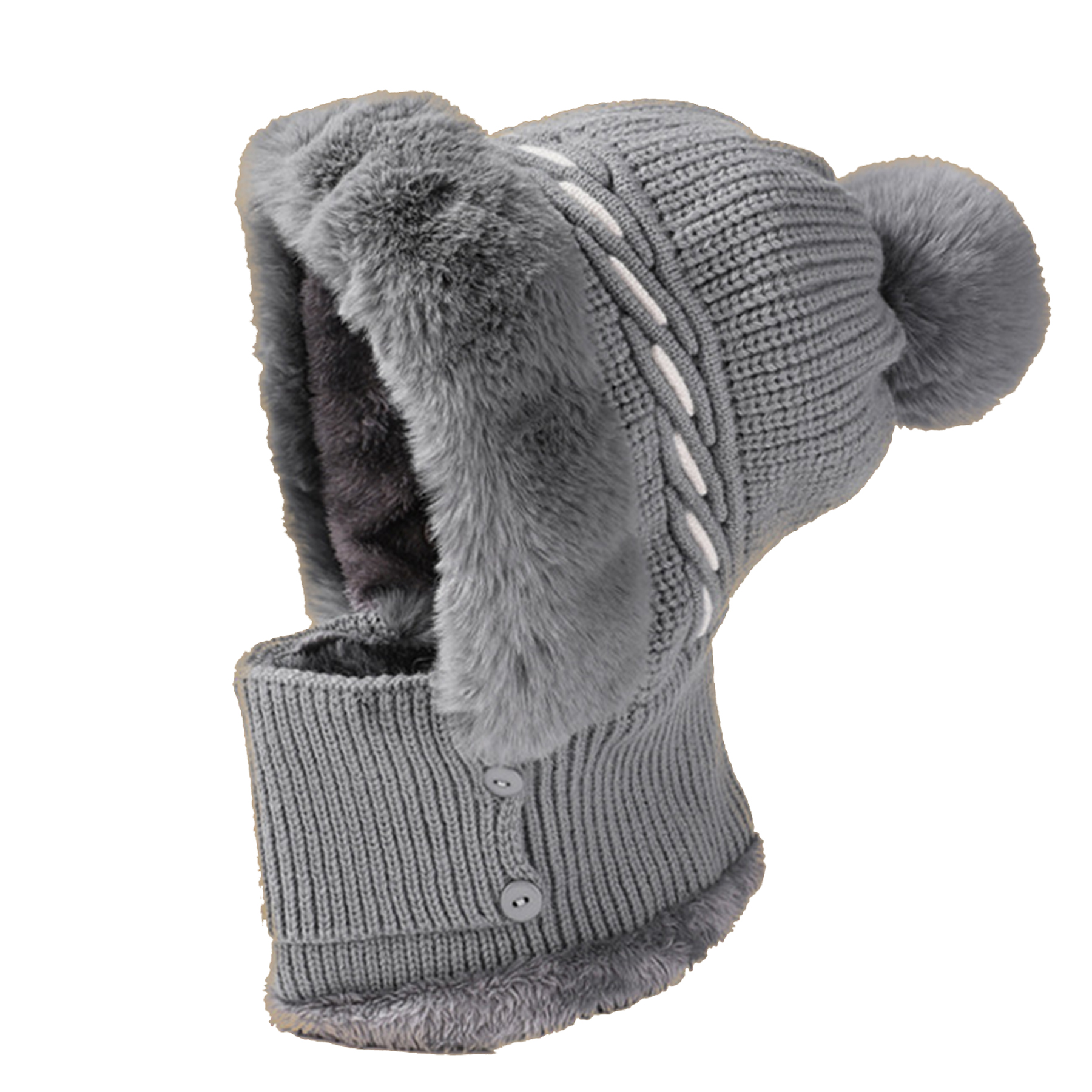 Winter Warm One Piece Fleece Hats Scarf Mask Knitted Hat 5