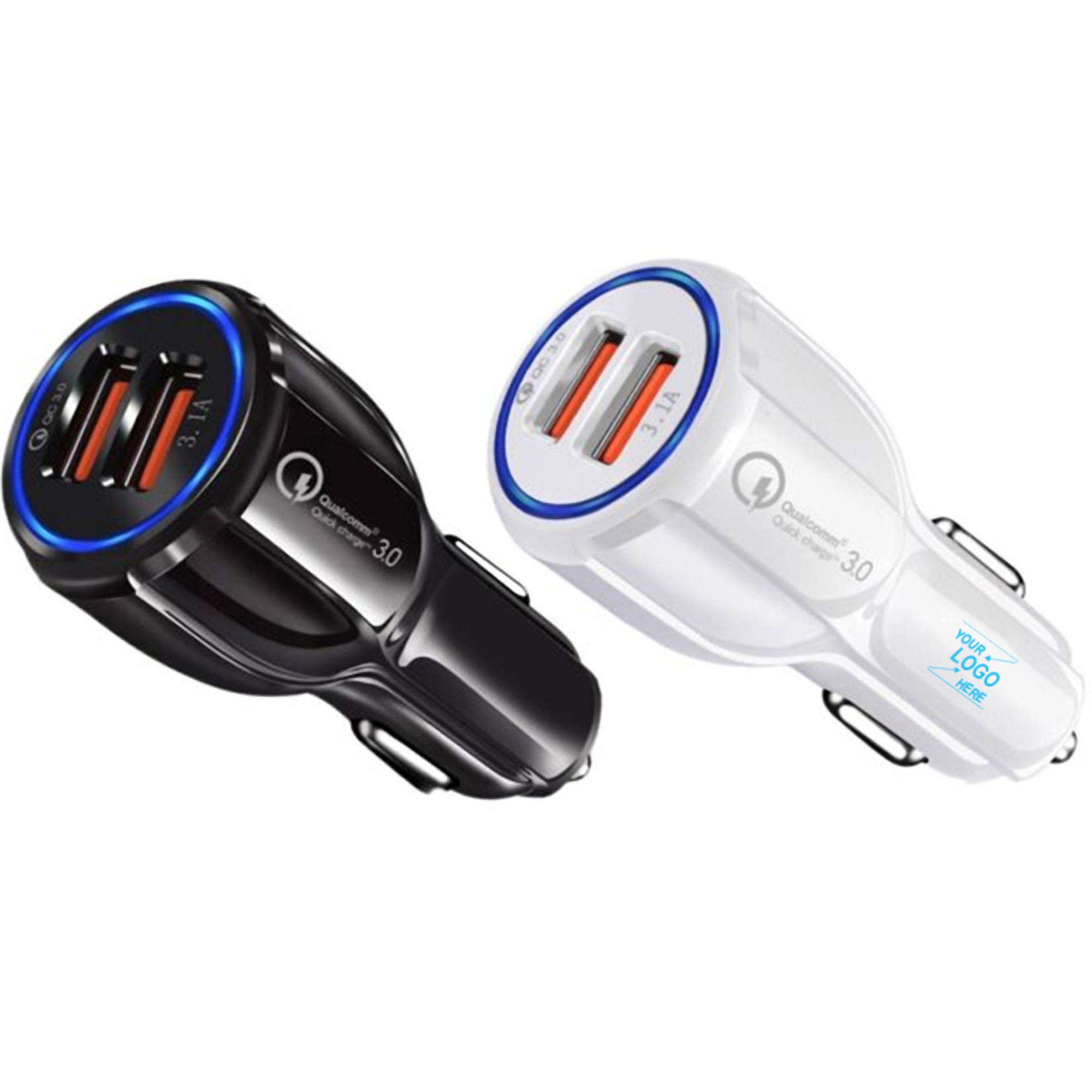 PC Plastic Dual USB Car Charger 4