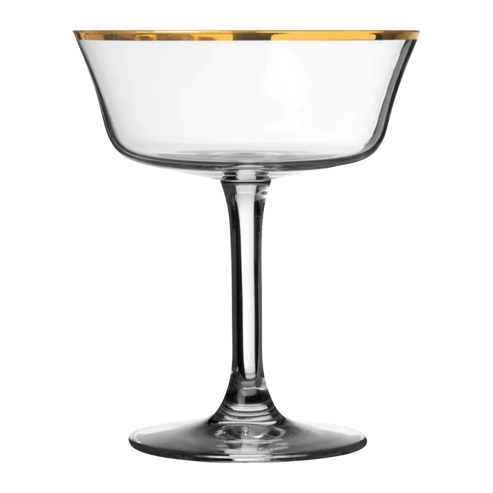 8.7oz. Gold Rimmed Champagne Coupe Glass 2