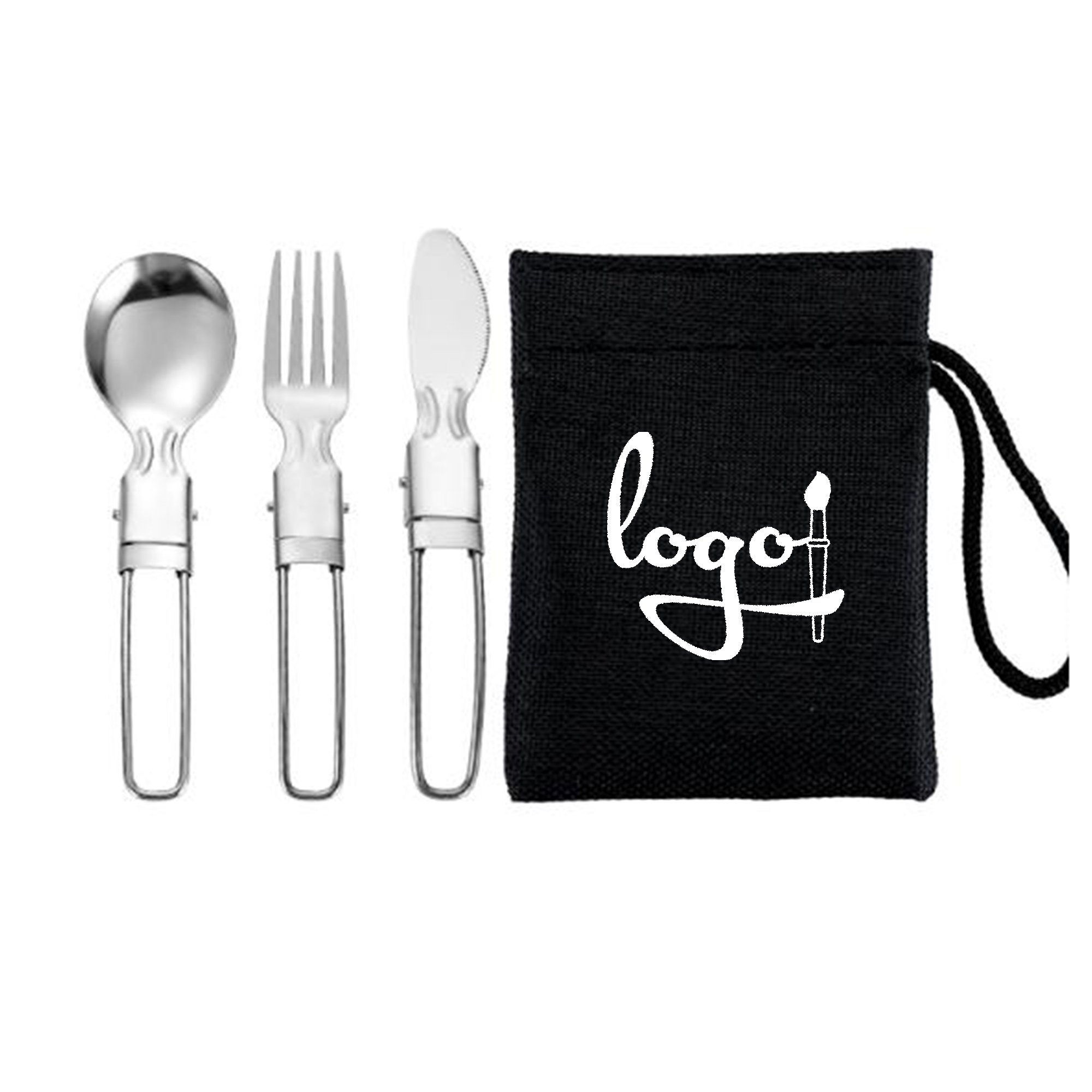 Foldable Stainless Steel Cutlery Set with Custom Pouch 3