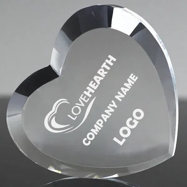 Beveled Heart Shape Crystal Paperweight 3