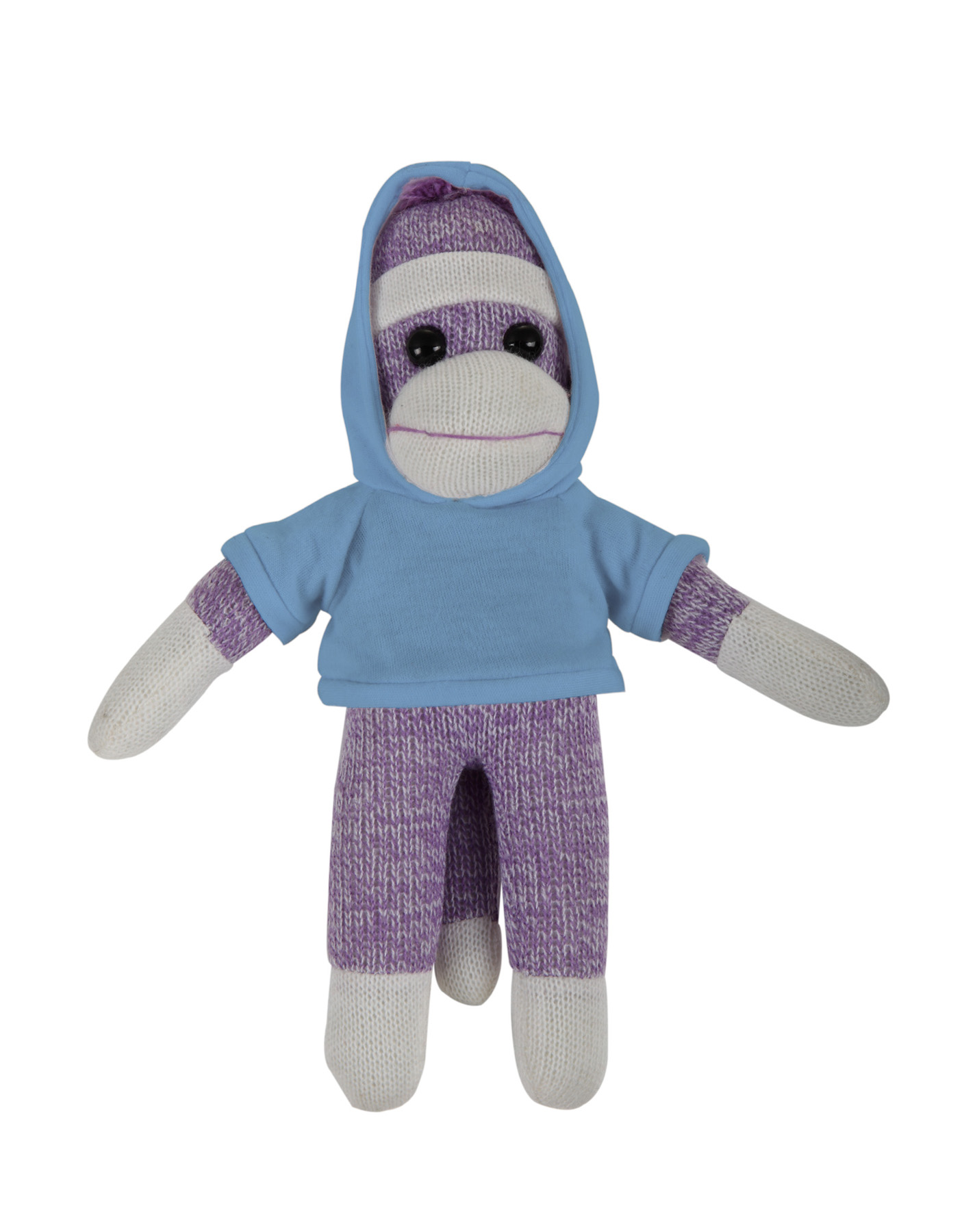 soft plush Purple Sock Monkey with hoodie