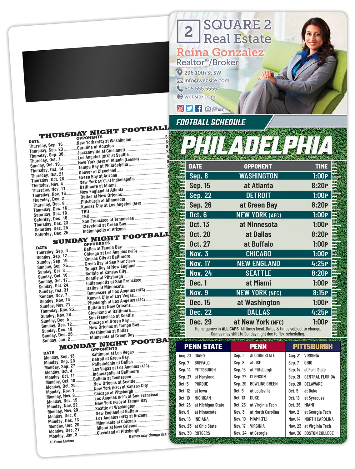 Football Schedule Laminated Card/Postcard with Magnet Strip 3.5x8.5 - 14 pt. 1