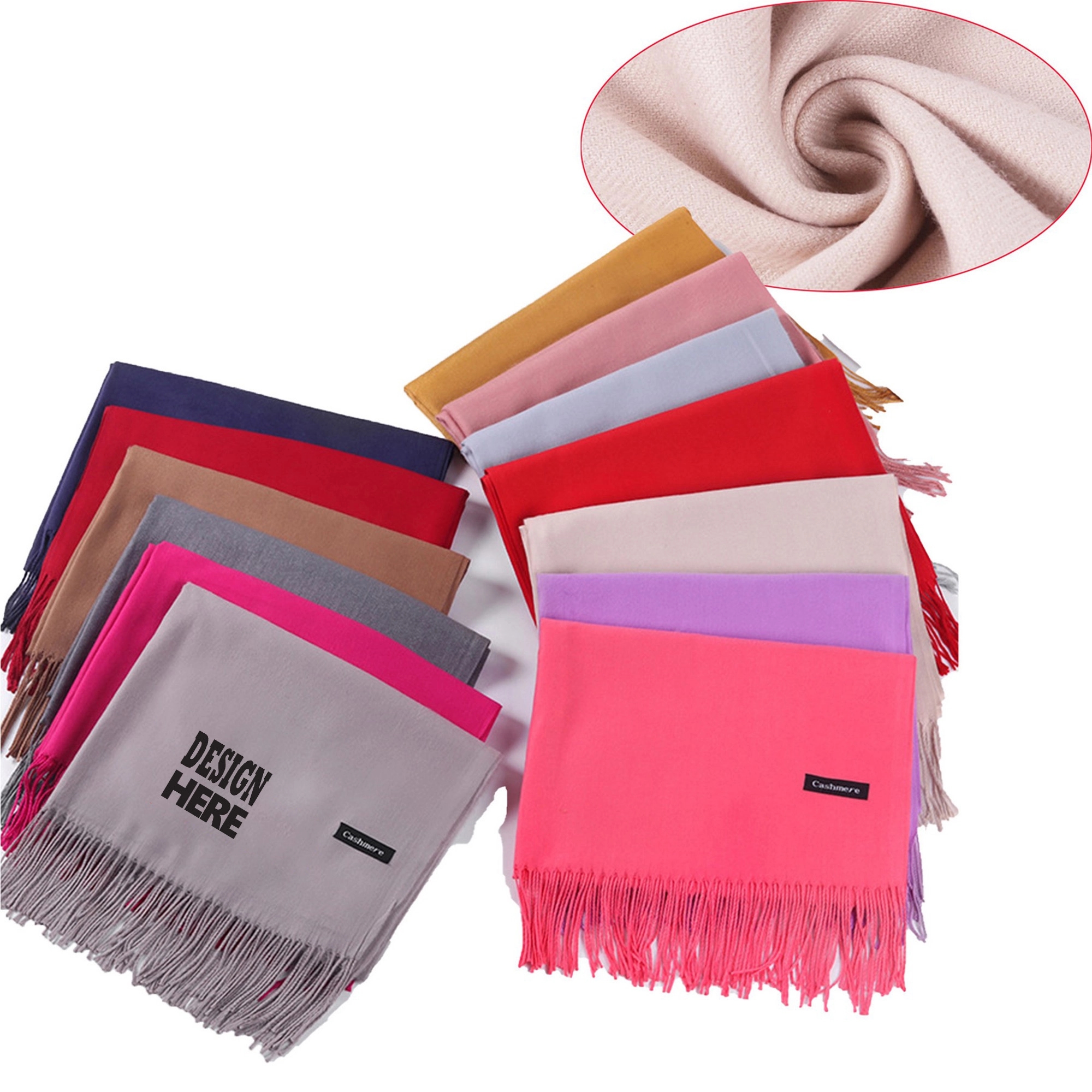Cashmere Pashmina Woven Scarf With Fringes