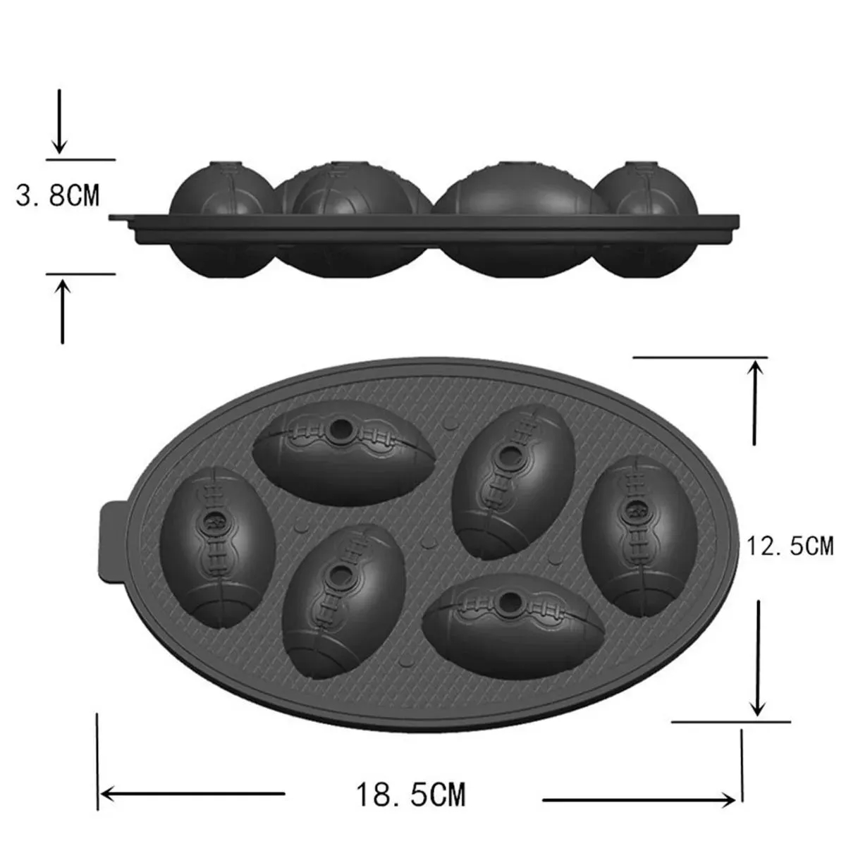 6-Football Ice Molds 6